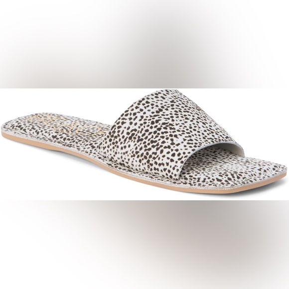 *NEW* BEACH BY MATISSE BLACK WHITE SPOTTED SUEDE SLIDE SANDAL 9 - Picture 3 of 9